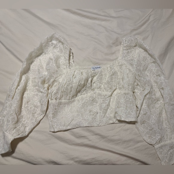 En Saison Cream Lace Crop Top - Picture 1 of 4